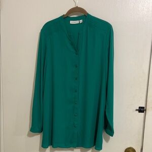 Susan Graber Teal Long Sleeve Blouse size 16